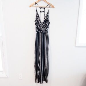 NWT Lani California Vertical Stripe Wide Leg Jumpsuit Romper Size Large